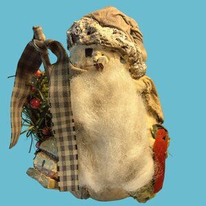 Woblers Woods Folk Art Snowman Decoration Vintage Rustic Cottage Cabin Art